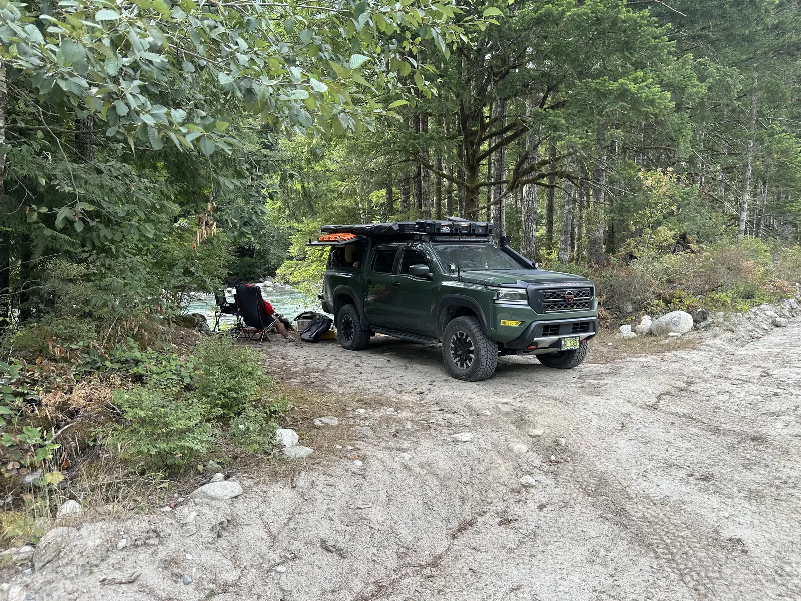 Frontier set up at a wooded backcountry camp