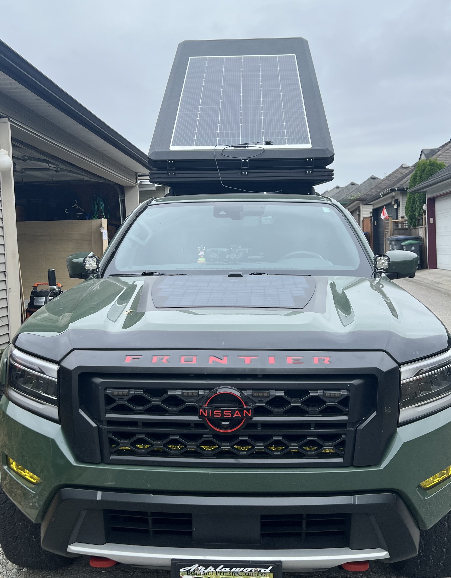 Front view showing solar panel